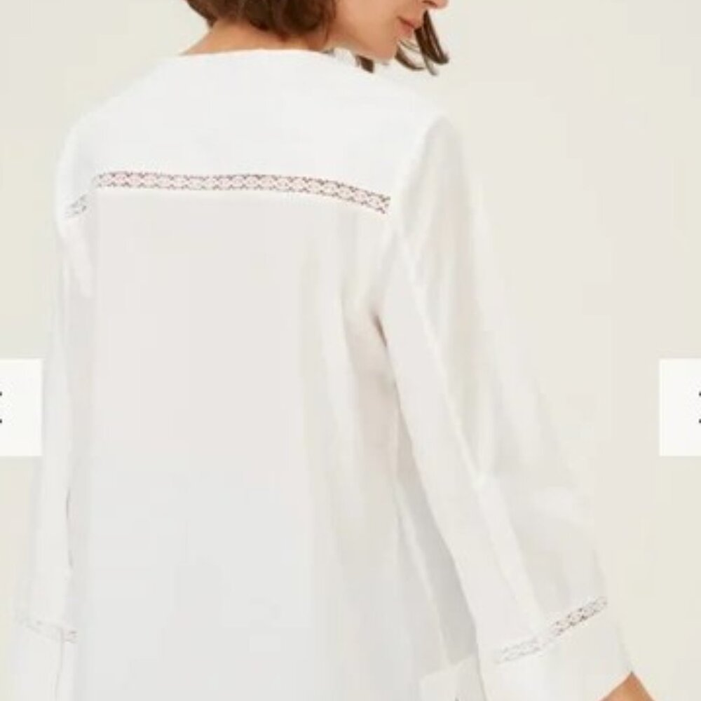 NWT Harshman White Kalina Tunic Blouse Small S 100% Cotton $210 MSRP